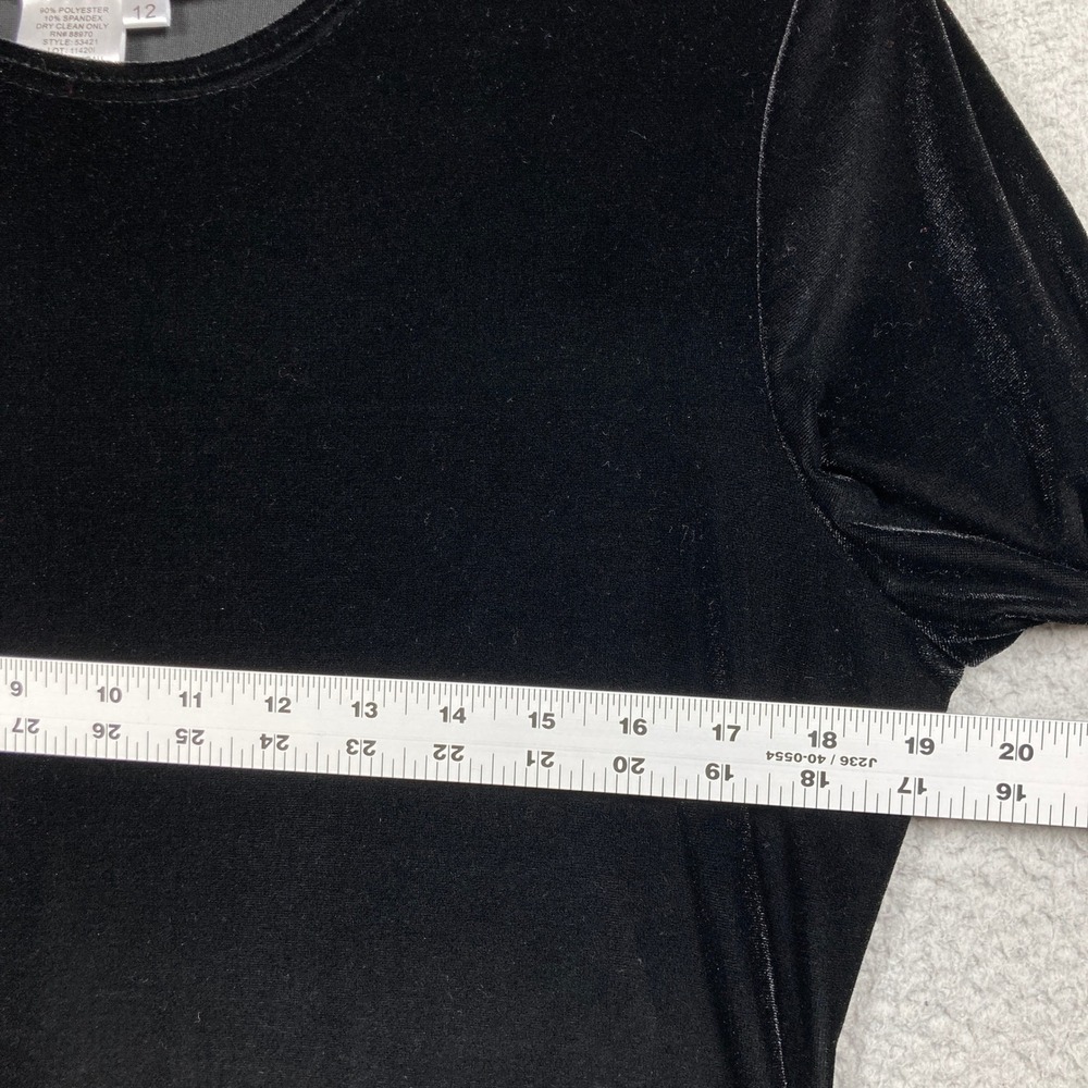 Ronni Nicole Velvet Dress Women 12 Black Long Sleeve A-Line Crew Neck stretch - Picture 4 of 8